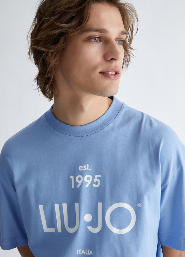 Liu Jo With Logo T-shirts Heren Blauw | HDK-379201