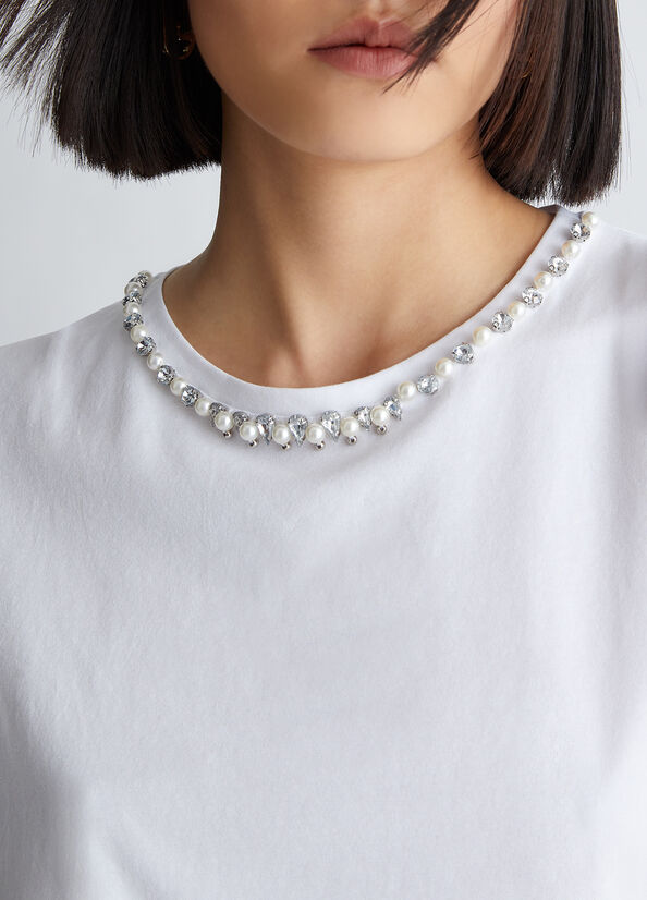 Liu Jo With Pearls And Rhinestones Topjes Dames Wit | HLS-715984