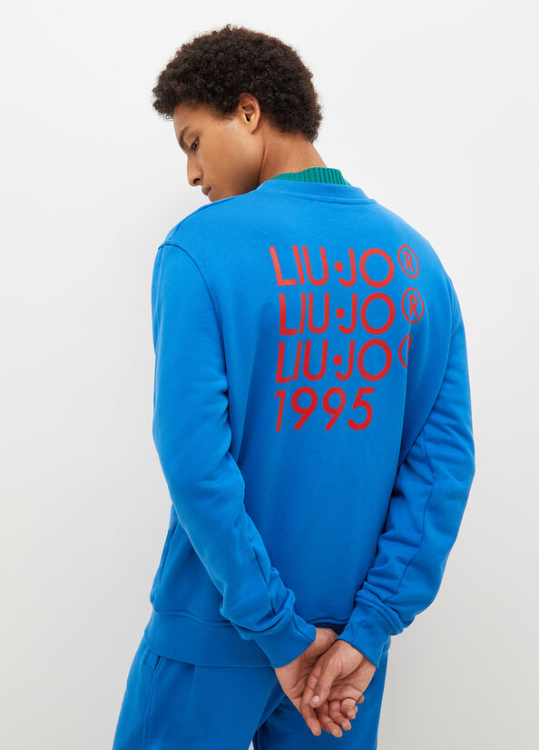 Liu Jo With Print On The Back Truien Heren Koningsblauw Blauw | UCN-328705