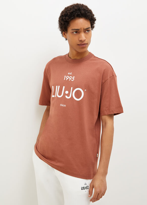 Liu Jo With Print T-shirts Heren Bruin | HMV-801432