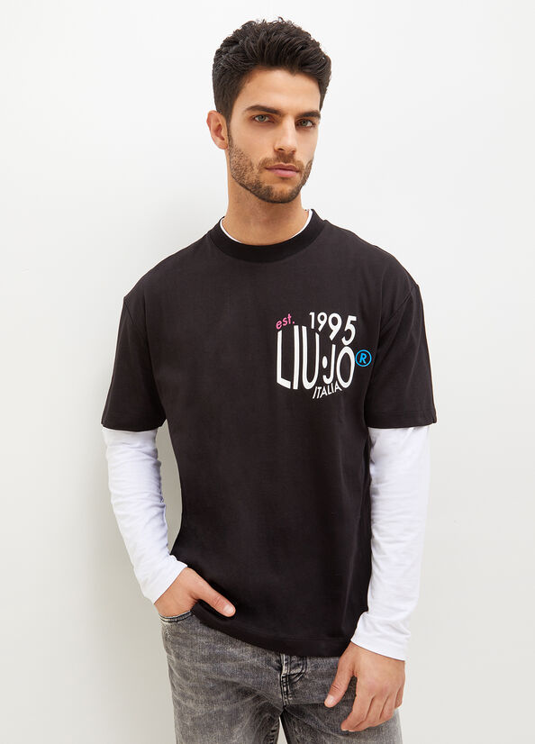 Liu Jo With Print T-shirts Heren Zwart | EQI-290437