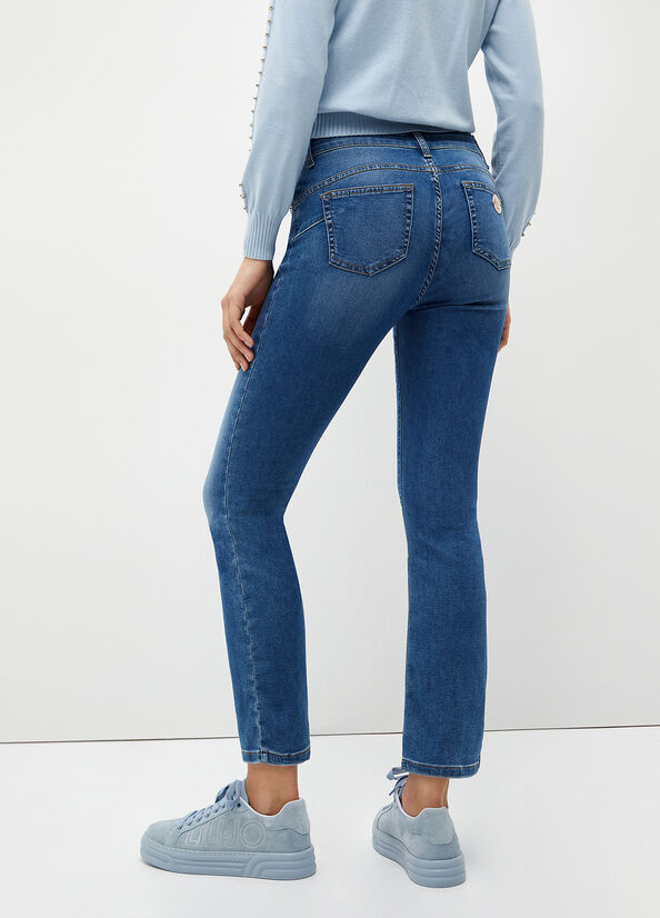 Liu Jo With Studs Slim Fit Jeans Dames Blauw | IGO-897061