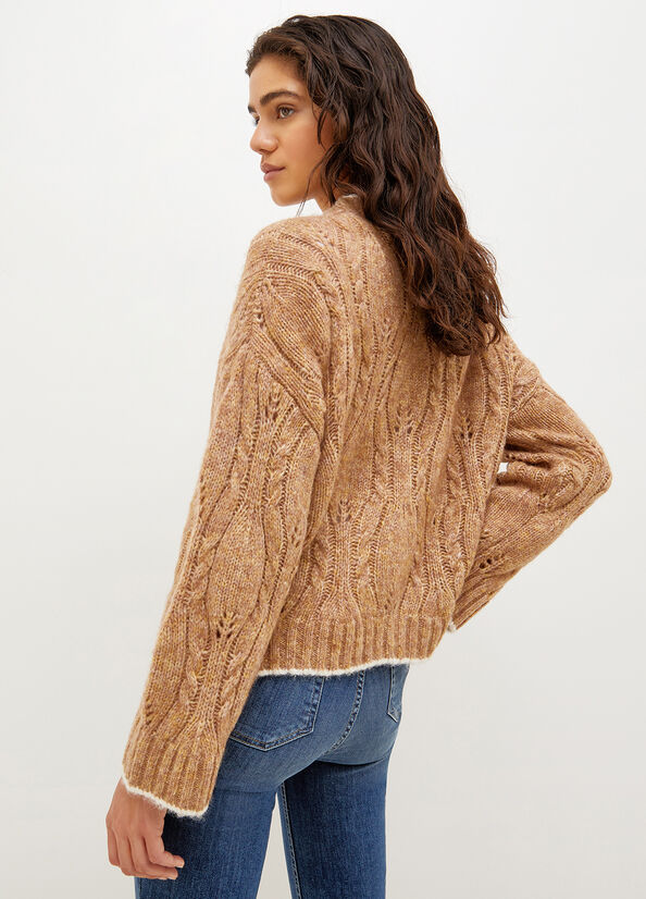 Liu Jo Wol And Alpaca Cardigan Truien Dames Bruin | LIQ-048537