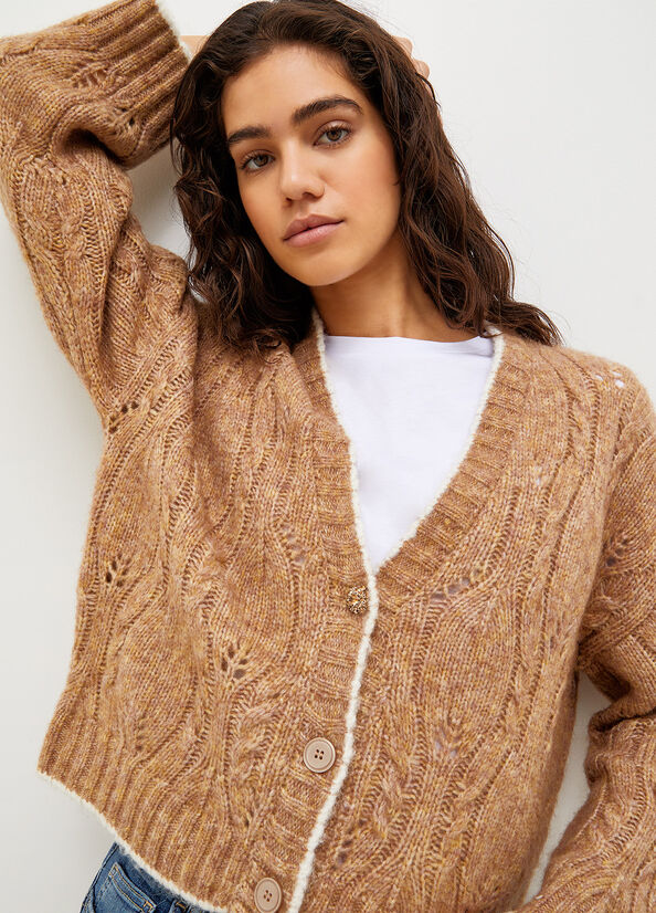 Liu Jo Wol And Alpaca Cardigan Truien Dames Bruin | LIQ-048537