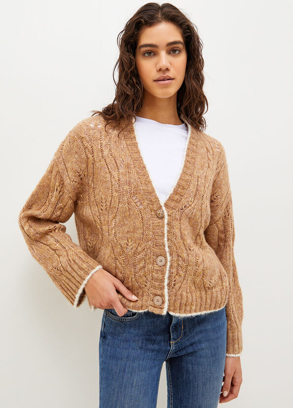 Liu Jo Wol And Alpaca Cardigan Truien Dames Bruin | LIQ-048537