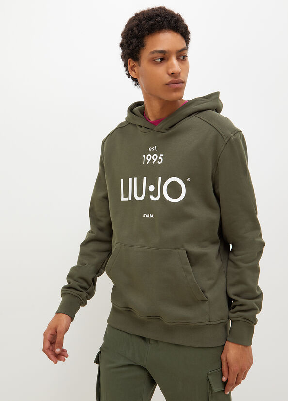 Liu Jo 1995 Logo Hoodie Truien Heren Groen | BSR-089374