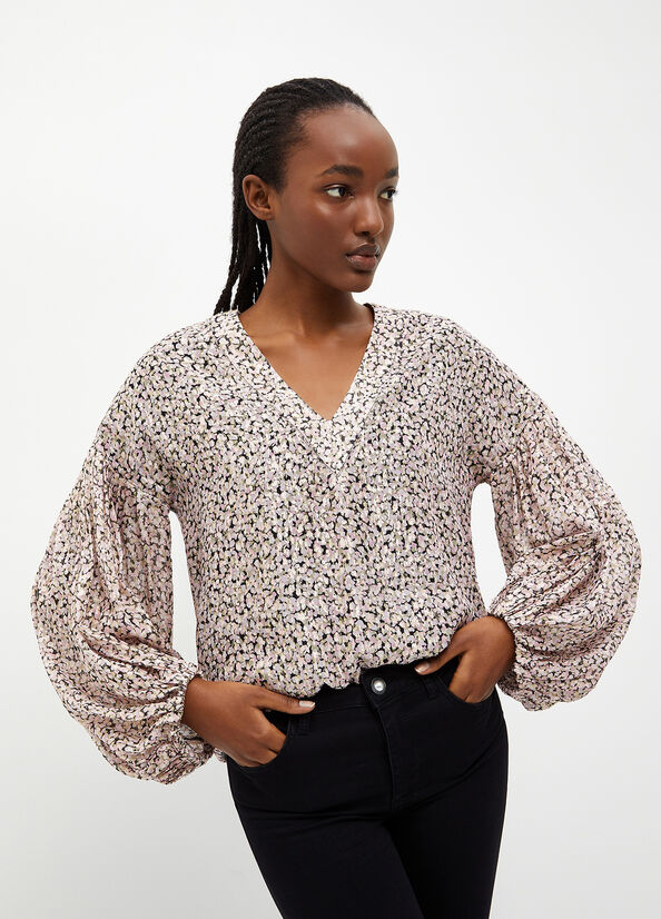 Liu Jo Blouse With Floral Print Overhemd Dames Lichtroze | PBC-160583