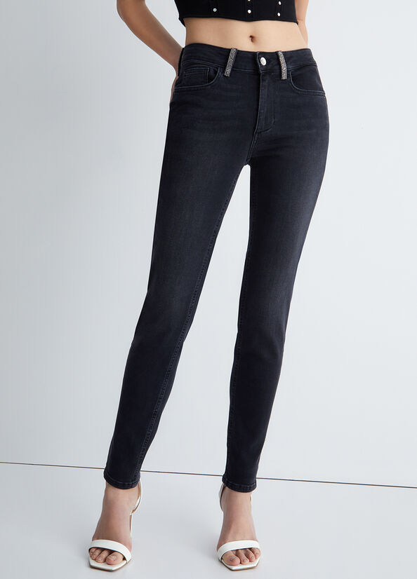 Liu Jo Bottom Up Skinny Jeans Dames Zwart | PVQ-089327