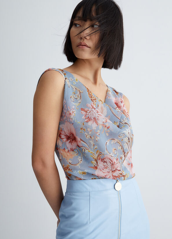 Liu Jo Eco-Friendly Floral Topjes Dames Blauw | BZM-021795