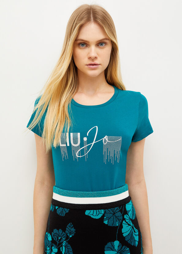 Liu Jo Eco-Friendly With Logo T-shirts Dames Groen | WKI-329840