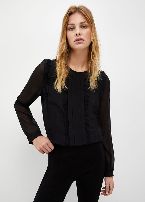 Liu Jo Georgette Blouse Overhemd Dames Zwart | YNG-235087