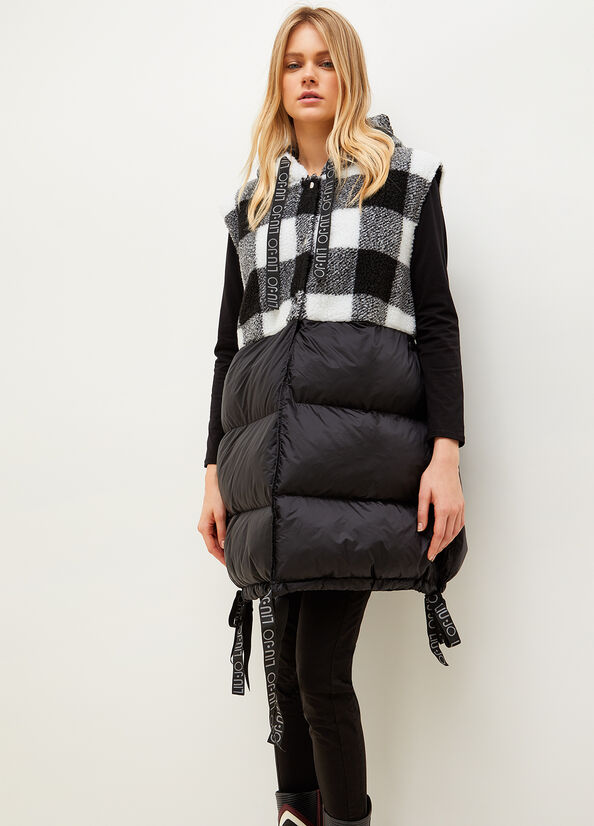 Liu Jo Gewatteerd Gilet With Check Print Jassen Dames Wit Zwart | GXY-910367