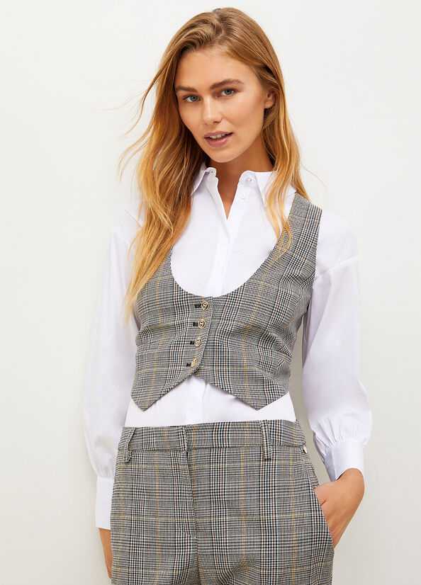 Liu Jo Glen Plaid Vest Jassen Dames Grijs | MQO-260839