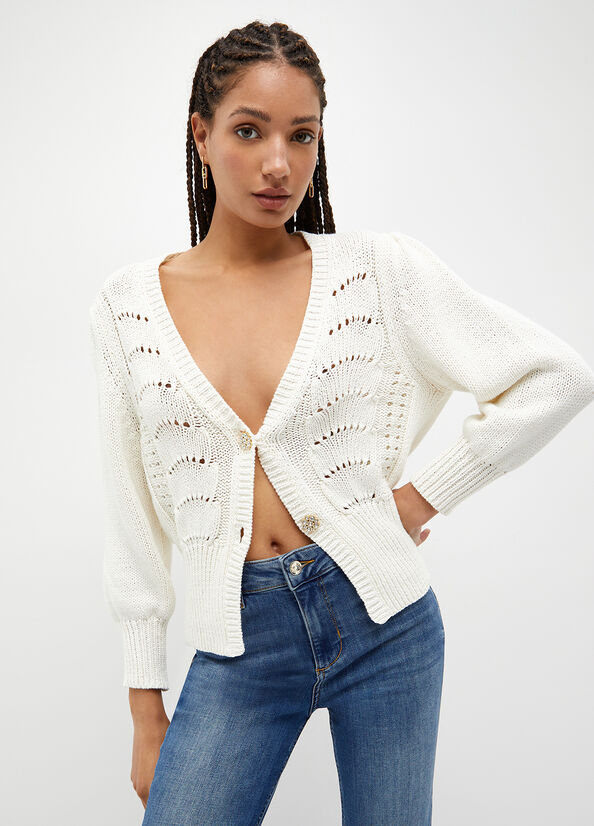 Liu Jo Katoenen Crochet Cardigan Truien Dames Wit | HCT-402159