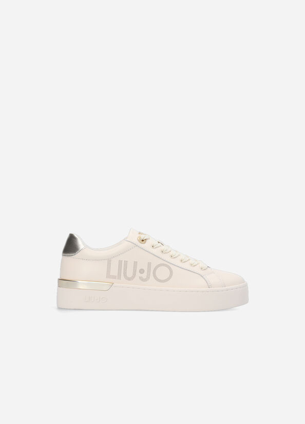 Liu Jo Leren With Logo Sneakers Dames Beige | EXC-098372