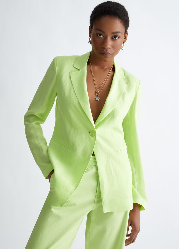 Liu Jo Linen Blend Blazer Jassen Dames Groen | UAZ-107659