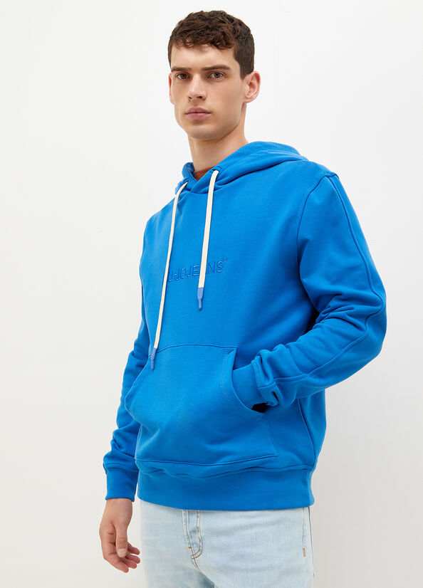 Liu Jo Logo Hoodie Truien Heren Koningsblauw Blauw | QOB-679043