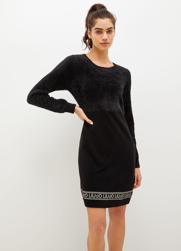 Liu Jo Lurex® Knit Jurken Dames Zwart | EUL-174263