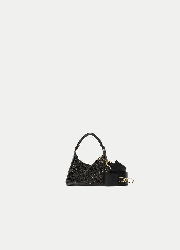 Liu Jo Micro Hobo With Gemstones Crossbodytassen Dames Zwart | LEO-031985