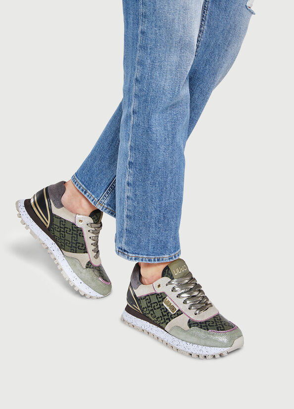 Liu Jo Monogram Jacquard Sneakers Dames Groen | EAC-318675