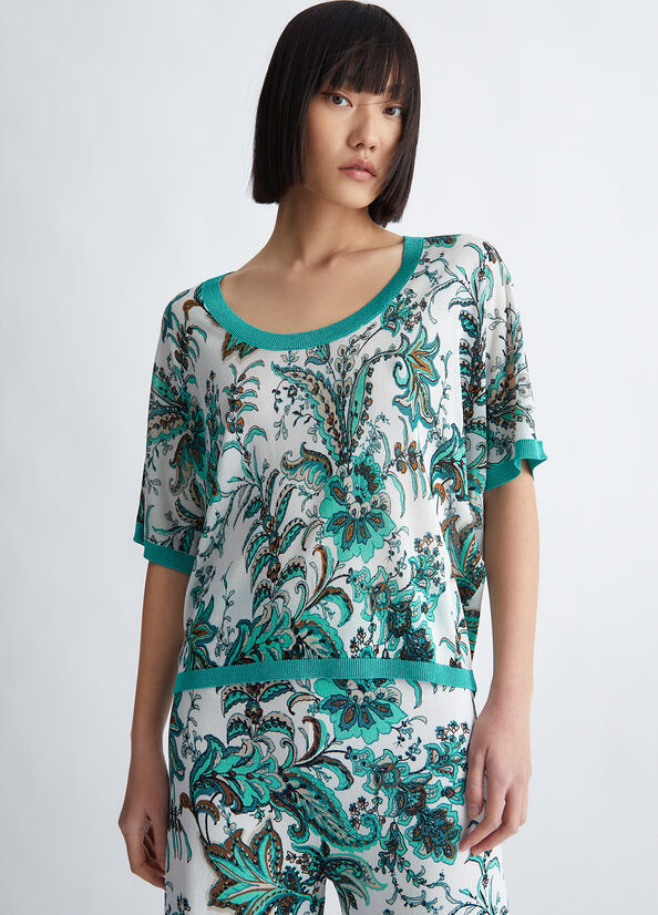 Liu Jo Paisley Print Truien Dames Lichtturquoise | QJI-017238