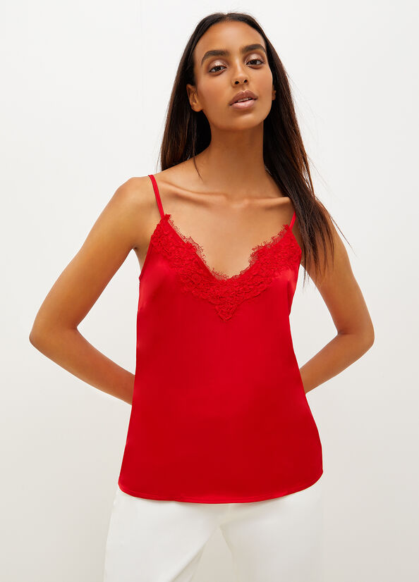 Liu Jo Satin Lingerie T-shirts Dames Rood | YWB-843672