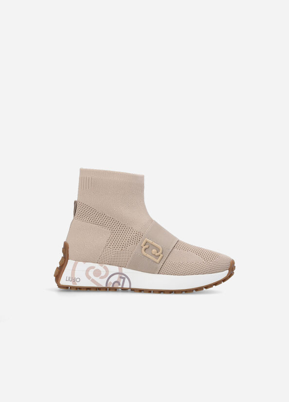 Liu Jo Sock With Logo Sneakers Dames Bruin | PTZ-105768