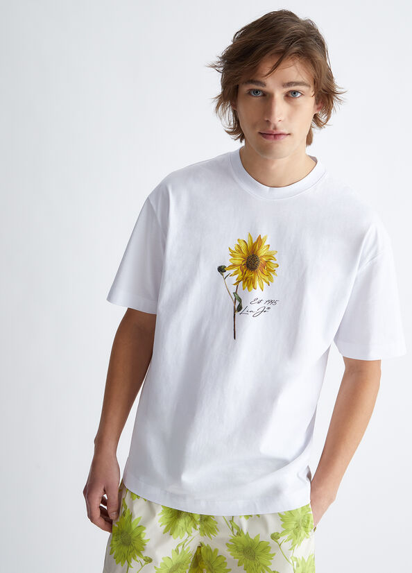 Liu Jo Sunflower T-shirts Heren Wit | CLR-897215