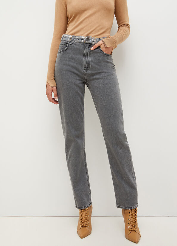 Liu Jo With Bouclé Details Straight Jeans Dames Grijs | FLB-617843