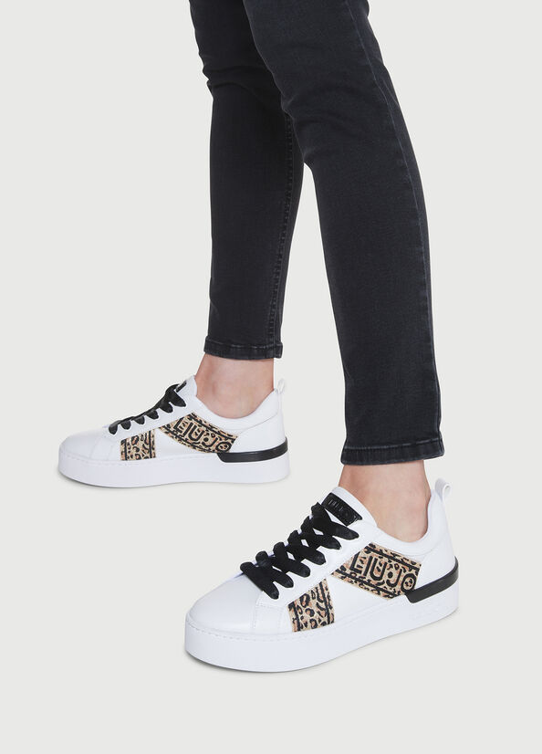 Liu Jo With Jacquard Detail Sneakers Dames Wit Zwart | OME-501469