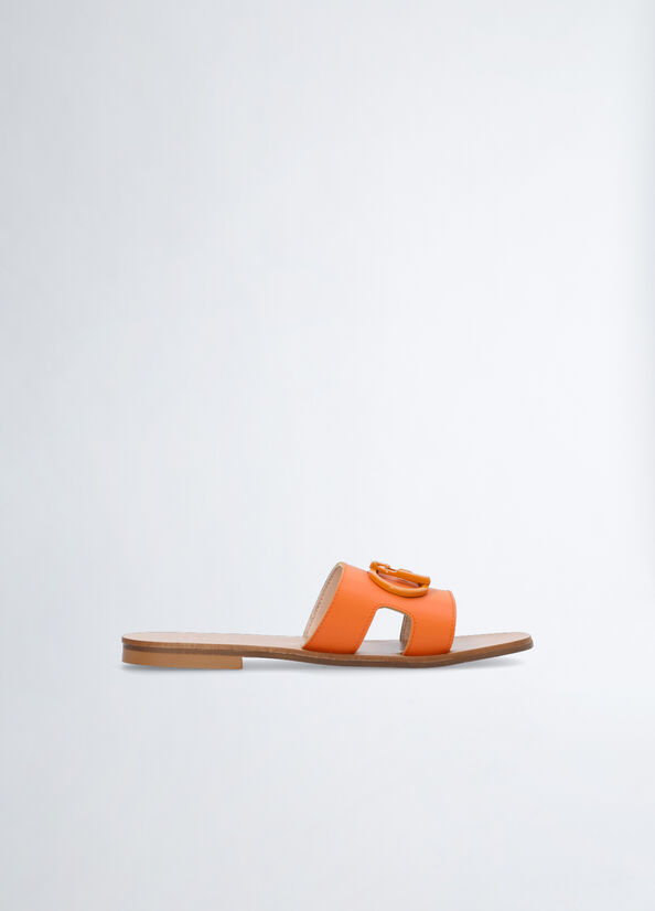 Liu Jo With Logo Platte Schoenen Dames Oranje | JAQ-245038