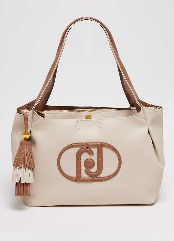 Liu Jo With Logo Schoudertassen Dames Beige | FEG-830741