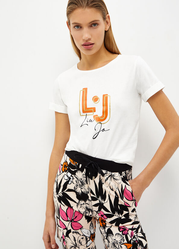 Liu Jo With Logo T-shirts Dames Wit | QIJ-758241