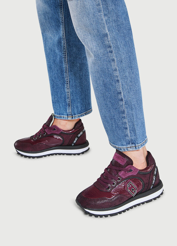 Liu Jo With Rubberised Logo Sneakers Dames Bordeaux | VMY-563207