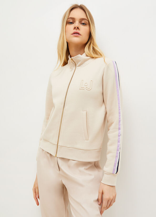 Liu Jo With Zip And Logo Sweatshirts Dames Lichtbeige | JXS-871639