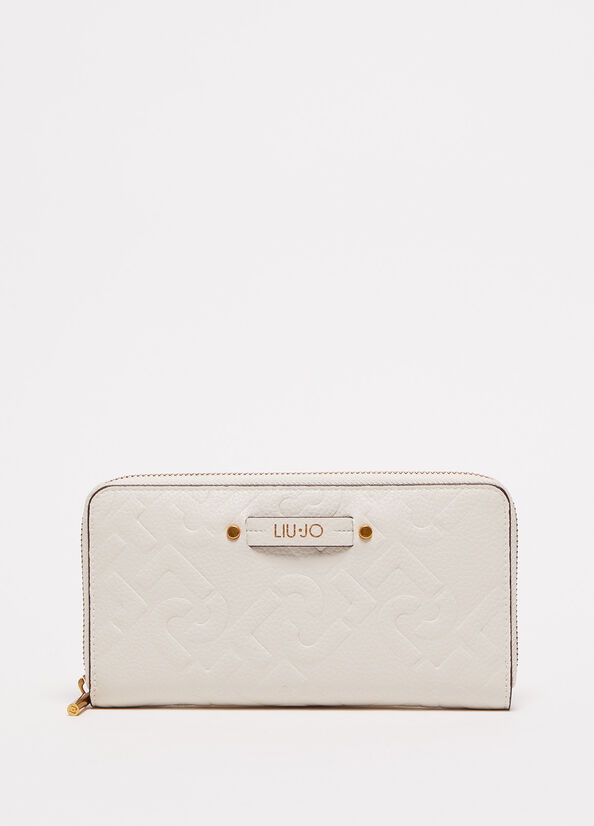 Liu Jo Zip Around With Logo Portefeuille Dames Beige | GJC-360415